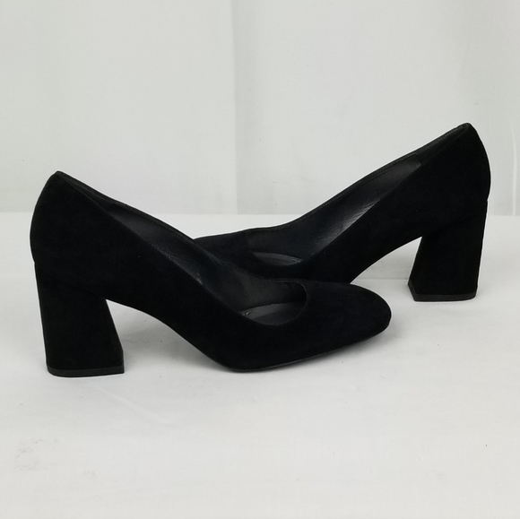 Stuart Weitzman Black Suede Block Heels Pumps 6.5 - Picture 3 of 9